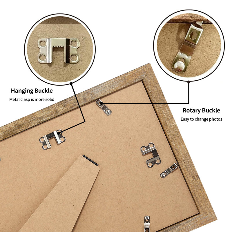9X12 Picture Frame Set Of 2, Rustic Brown Wood With Glass Photo Frame - Display Pictures 6X8 With Mat Or 9 X 12 Without Mat For Horizontal Or Vertical Table Top And Wall Mounting