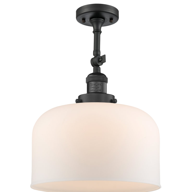 Plafonnier semi-encastré 1 lumière 12 po Temescal, Ampoule DEL 6 watts Vinage, Noir mat, Blanc mat