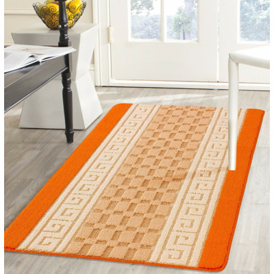 Non-Slip Orange Indoor Area Rug – Washable Large & Small Door Mat, Hallway, Bedroom & Kitchen Floor Mat