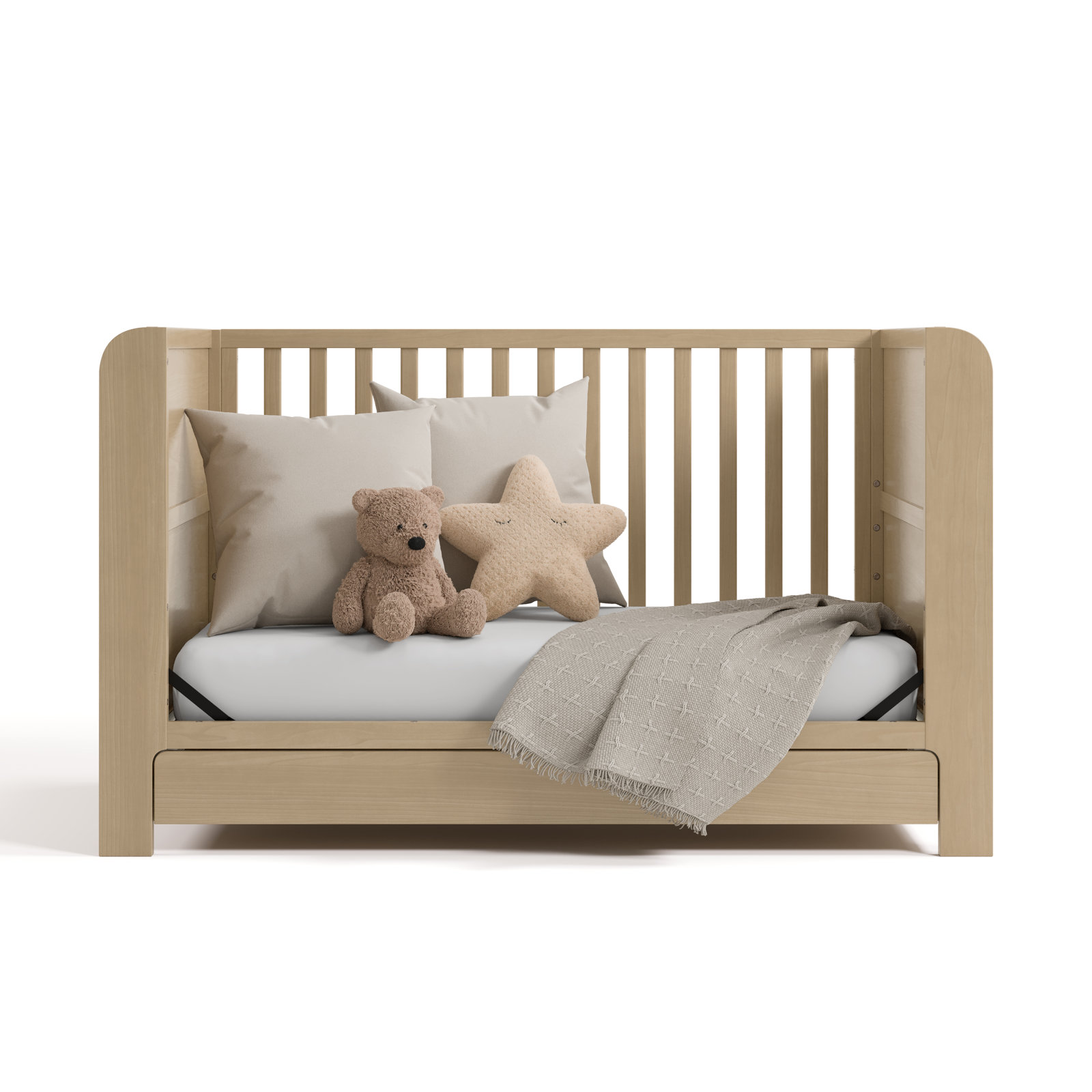 Read-with-Me 4-in-1 Wood Convertible Crib with Drawer, Crib, Driftwood