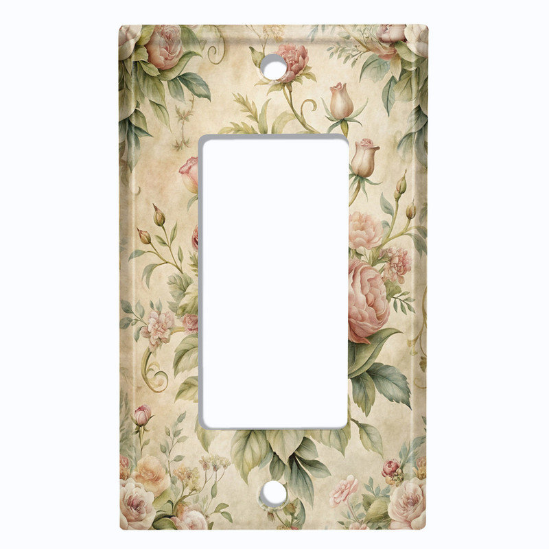 Couvercle de plaque d'interrupteur en métal; Fauteuil à bascule GFI 1 taille US standard - Bouquet de roses rétro