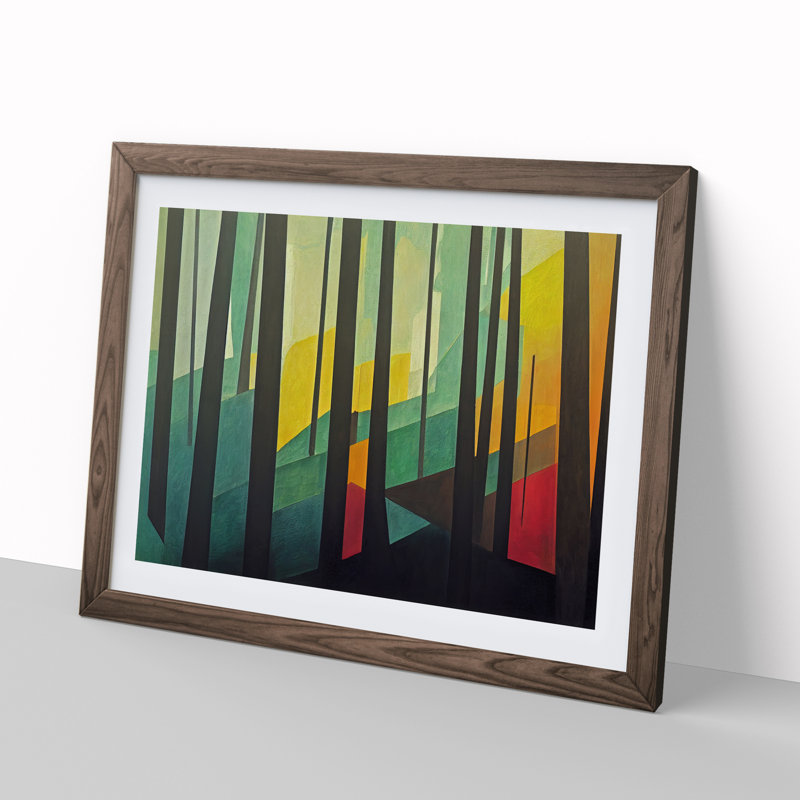 Innovative Abstract Forest - Single Picture Frame Painting, 34cm H x 46cm W x 2cm D, Walnut