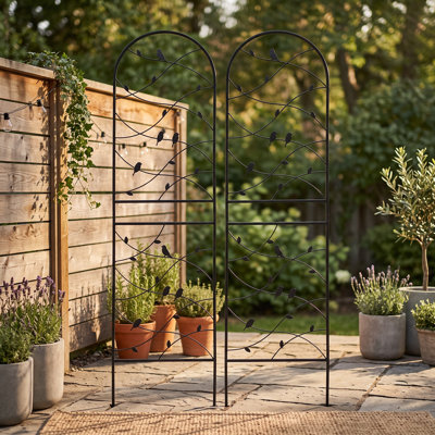 4-Pack Black Metal Garden Trellis for Climbing Plants - 71-Inch Tall Outdoor Flower Support with Rust-Resistant Iron Frame