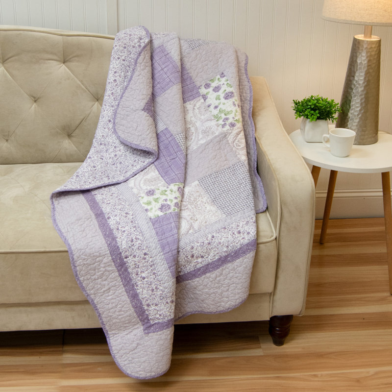Donna Sharp Lavendar Rose Pieced Cotton Throw