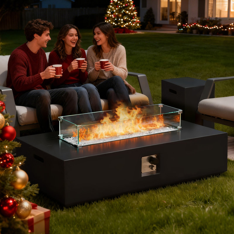 Rectangular Black Terrazzo Fireplace,56 inches