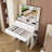 Large Mirror Makeup Vanity Desk with Built-in Power Outlet & Hair Dryer Holder, Modern White Dressing Table with 3-Color Dimmable Lighted Mirror-1142416382