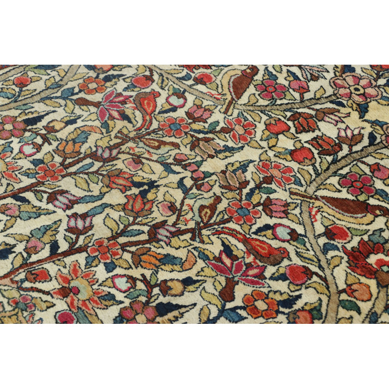 Antique Bakhtiari Pictorial Forest Rug With Mirrored Birds And Blossoms