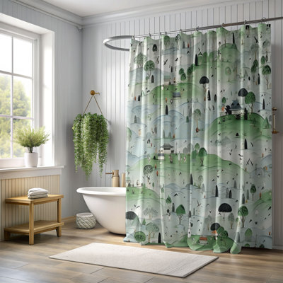 Rideau de douche Green Downpour - Premium