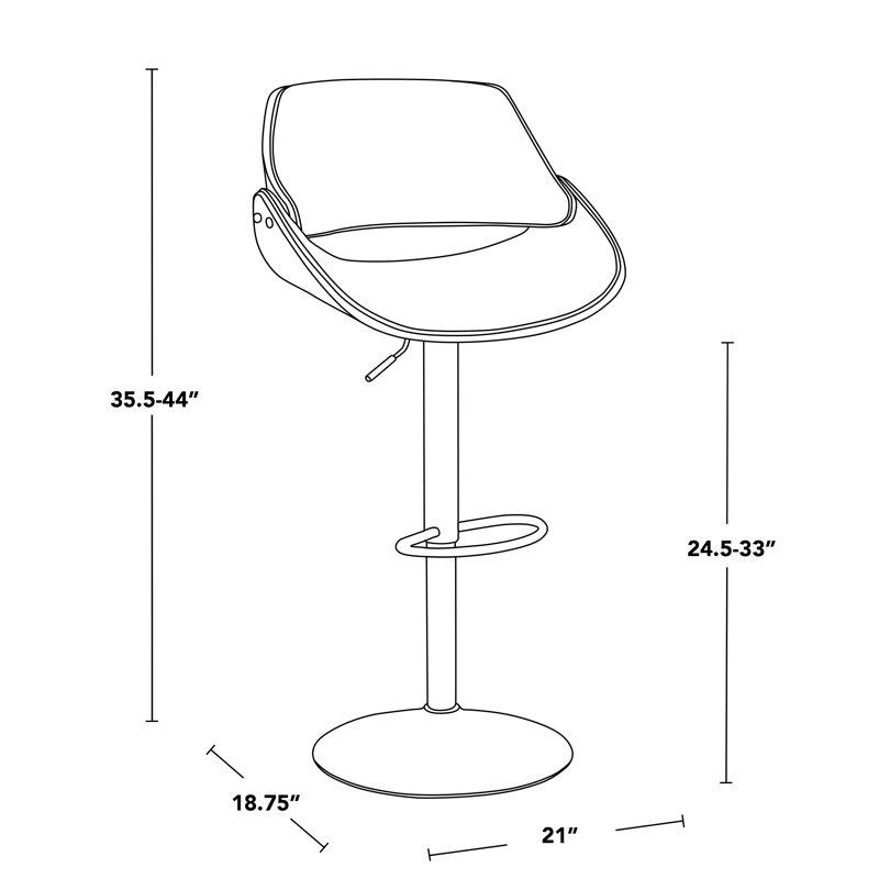 Tabouret de bar réglable avec repose-pieds en T Palmona, Gris, Chrome chrome