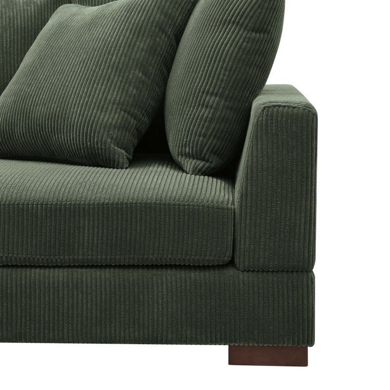Large Seating Corduroy Modular Sleeper Sectional, Dark Green