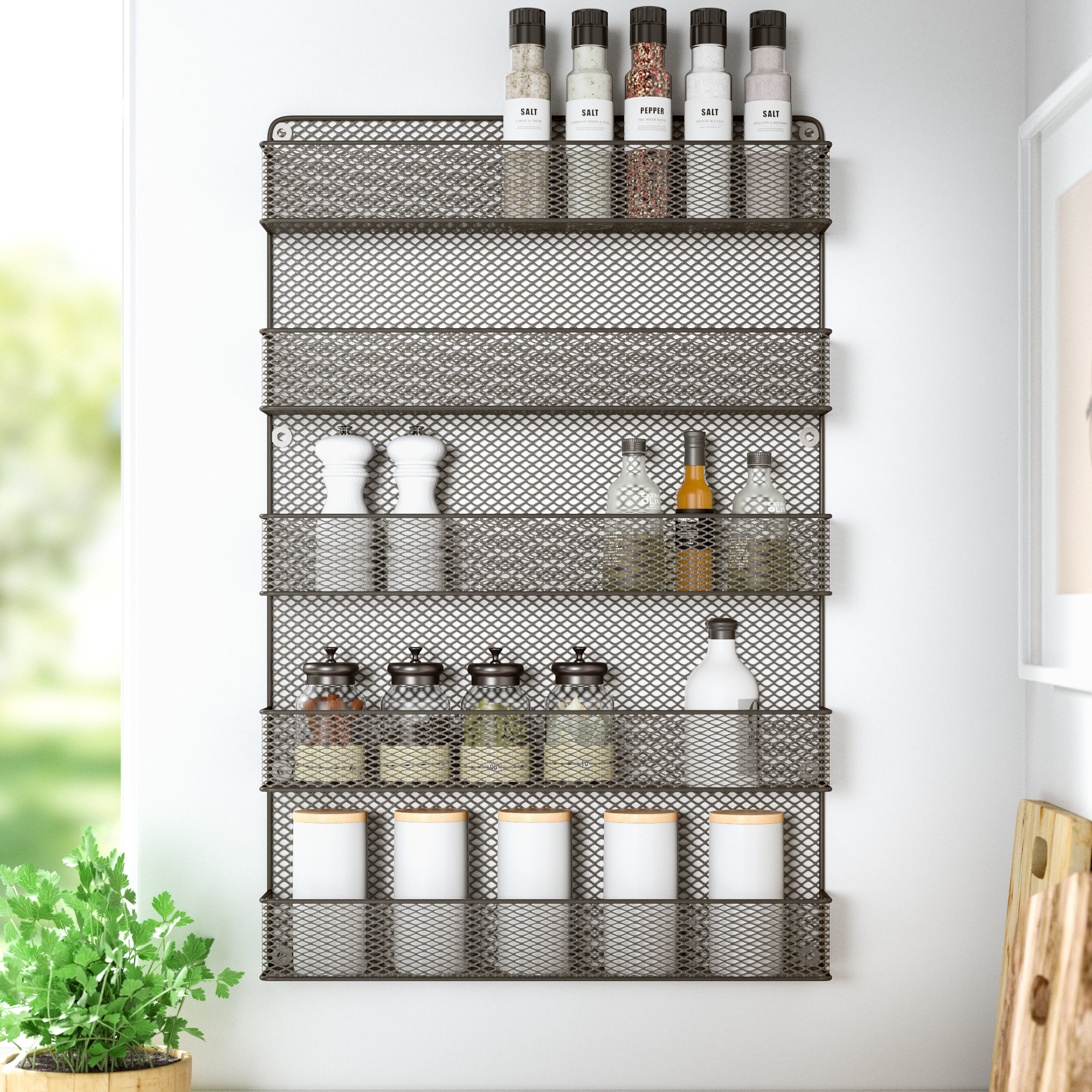 Prep \u0026 Savour Spice Rack Organizer - Space-Saving Wall-Mount 5-Tier Wire  Shelves for Pantry or Cabinets - Kitchen Organization and Storage \u0026 Reviews  | Wayfair, image size:2000x2000