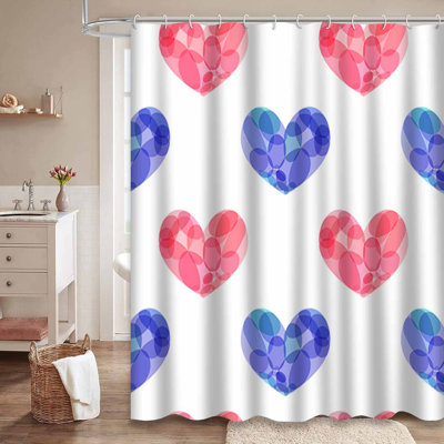 Rideau de douche rouge-bleu sans couture avec 12 crochets