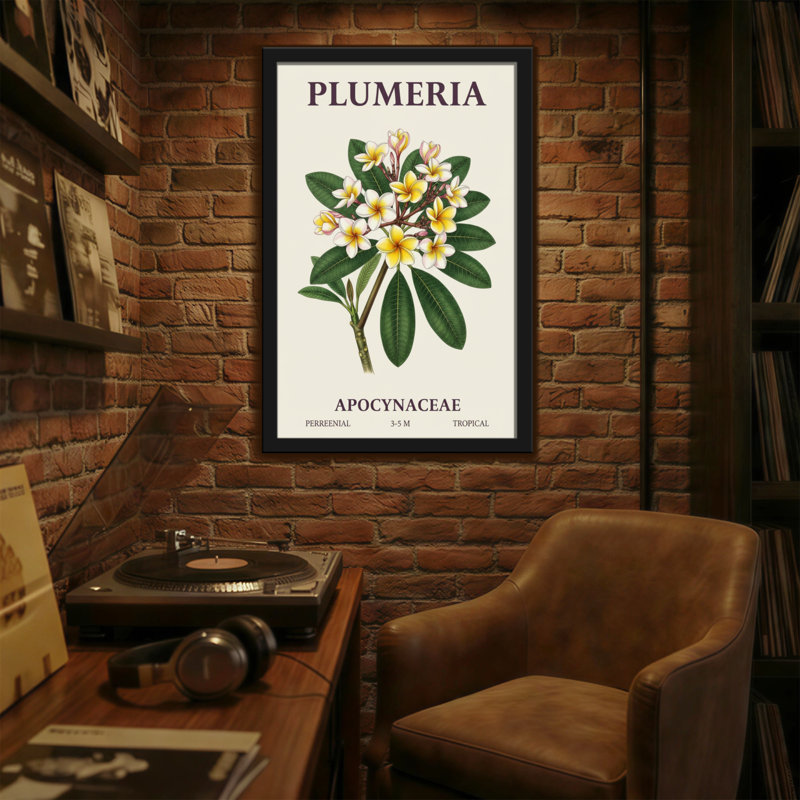 «Plants & Flowers Plumeria», reproduction d'art botanique, H 24 po x l 16 po
