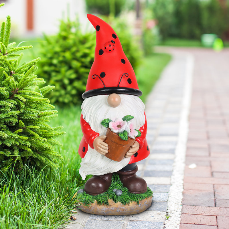 Statue de gnome solaire avec pot de fleurs Exhart, 5 par 12,5 pouces Exhart