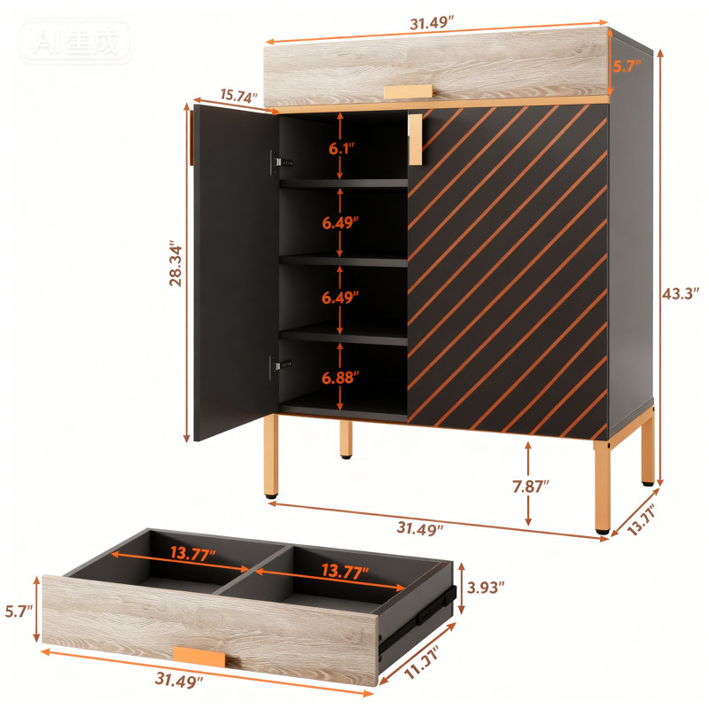 Armoire de rangement pour chaussures 31,49 "