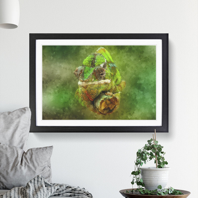 Chameleon Lizard Vol.5 - Picture Frame Painting, 36cm H x 48cm W x 2cm D, Black Framed