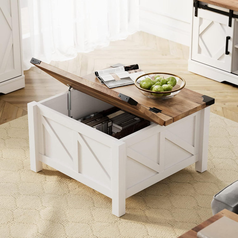 Table basse et meuble télé pour salon, Chêne, Blanc