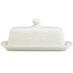 French Perle White French Perles Butter Dish