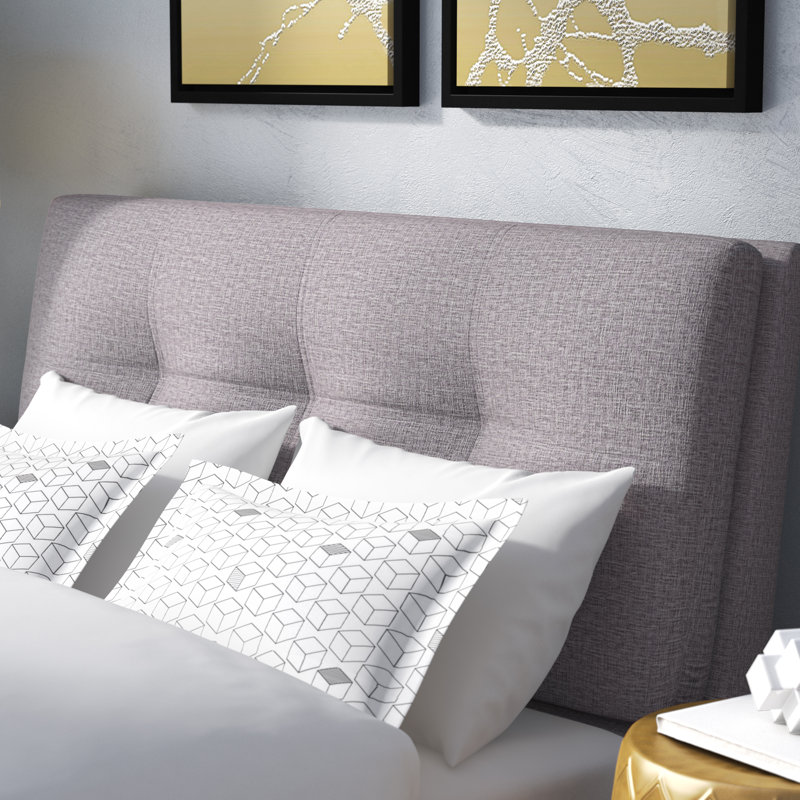 Deemer Upholstered Linen Panel Headboard, Queen, Gray