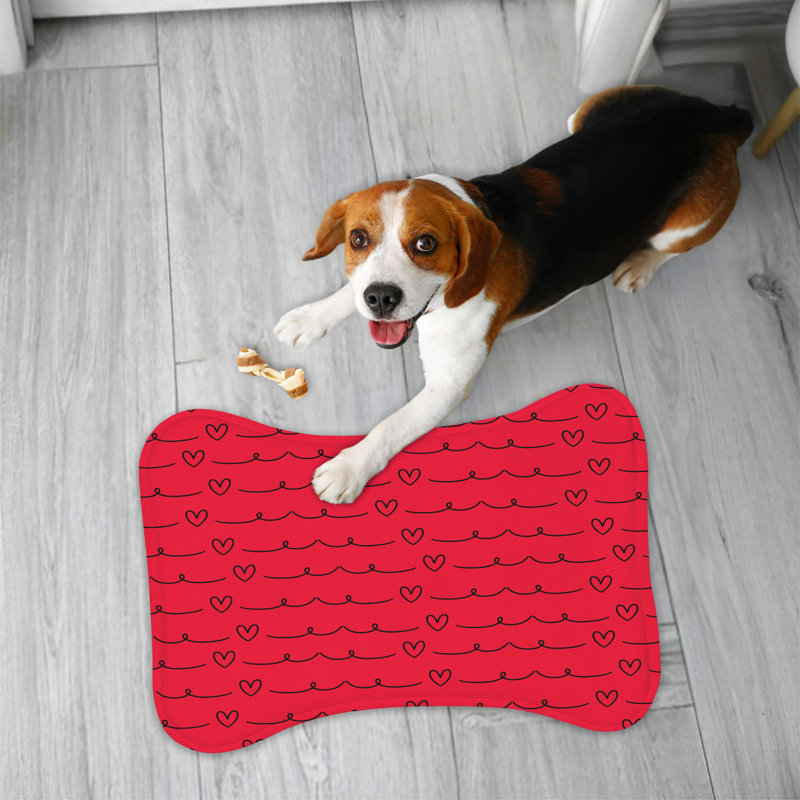 Coeurs en encre - 1 tapis d'alimentation en forme d'os
