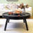 Modern Black Solid Wood Round Coffee Table