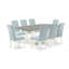 Ensemble de table 9 pièces - 8 chaises de cuisine avec siège en lin bleu bébé et dossier capitonné à boutons - Plateau de table rectangulaire en ciment - Lin brossé blanc.-1134190156-1102748754-1102748759