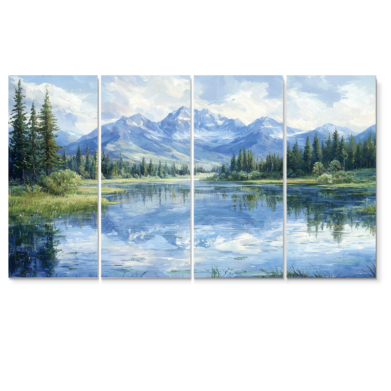 Mountain River Reflections In Rocky Mountains IV - River Mountains Wall Decor - Traditional Wall Art, H 28 po x l 48 po, 4