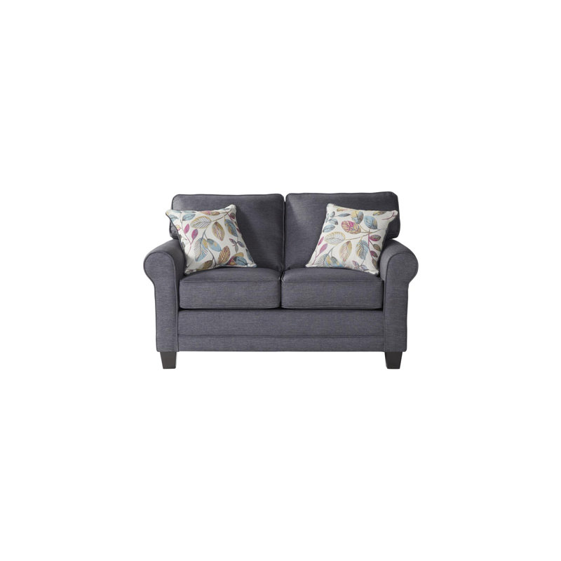 Causeuse à accoudoirs arrondis 61 po avec coussins réversibles, Polyester gris Jitterbug