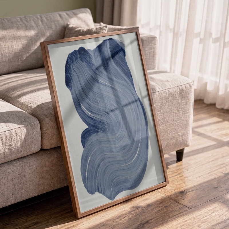 Indigodrift by Treechild — Abstract Wall Art, 16 × 24, Matted Framed Print, White