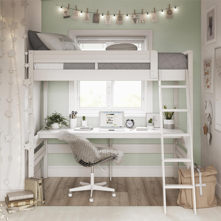Everiz Twin Solid Wood Loft Bed with Built-in-Desk by Isabelle & Max™