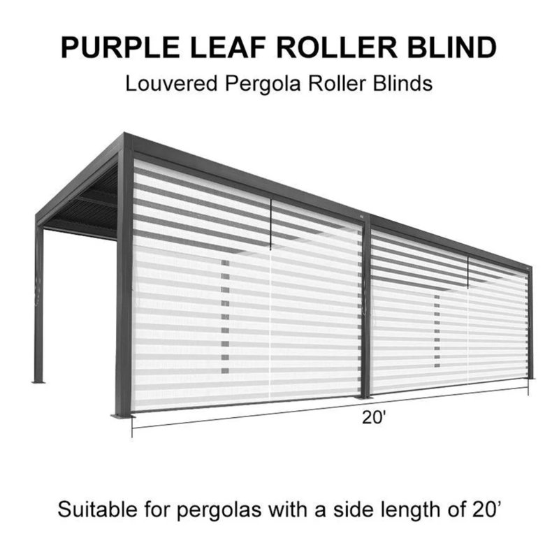 Purple Leaf Louvered Pergola Accessories Pull Down Roller Shade Privacy Shade Sun Side Shade, Gray Frame, Pergola Not Included