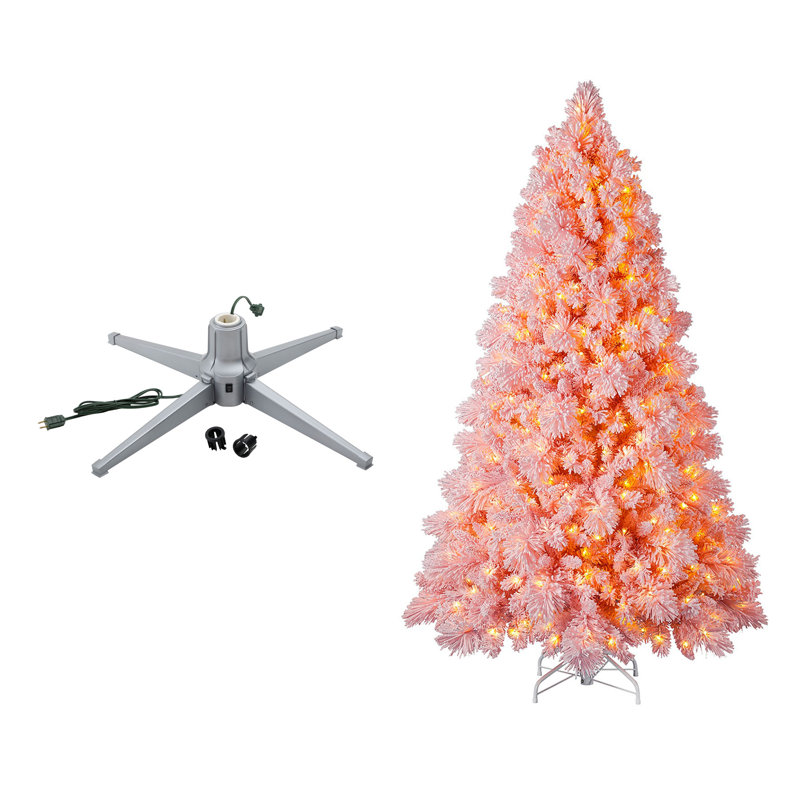 Red Barrel Studio® Rotating Tree Stand Base w/Snowdrift 6.5' Pine Christmas Tree