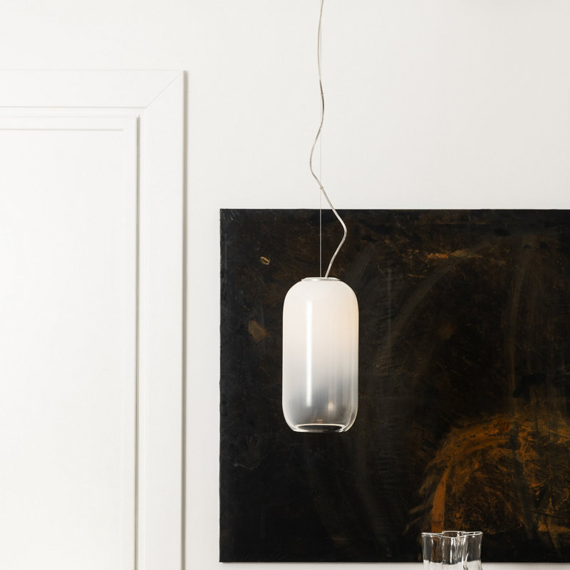 Chrome and White Handblown Glass Mini LED Pendant Light
