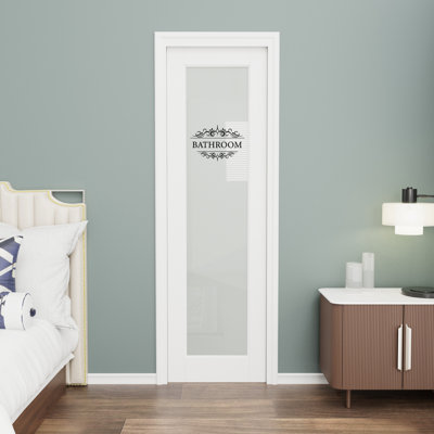 80''H/96''H Interior Bathroom Frosted Door Slab Solid Manufactured Wood Prime Standard Door Without Hardware Kit