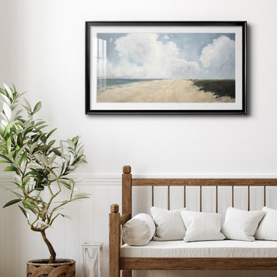 Beach Stroll - Matted and Framed Under Acrylic Glass, Coastal Wall Art for Living Room