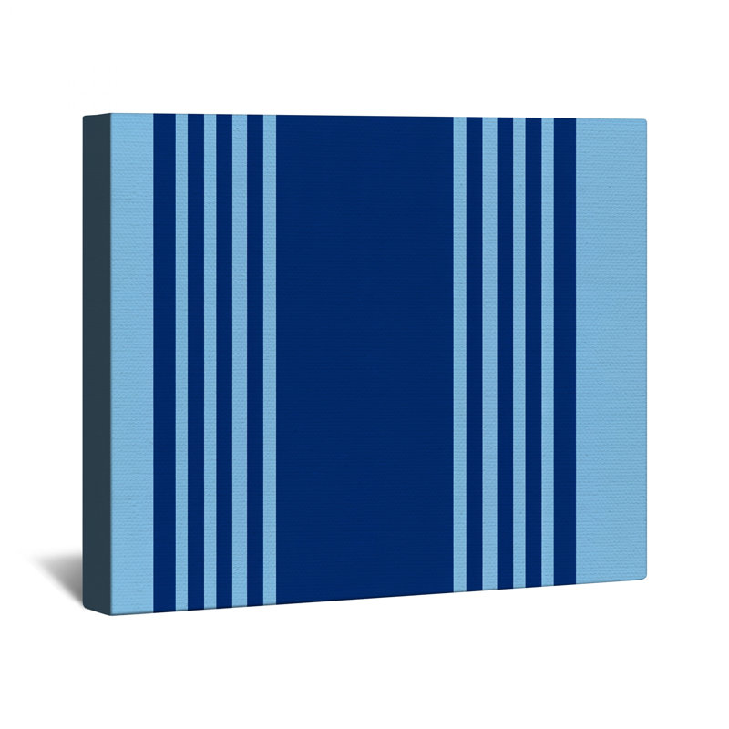 Toile tendue à rayures verticales bleues en plusieurs tailles, 12 x 12 inches