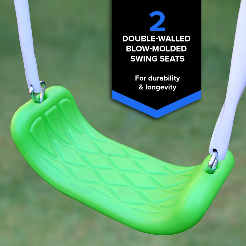 Blue Metal Outdoor Swing and Slide Set with Glider