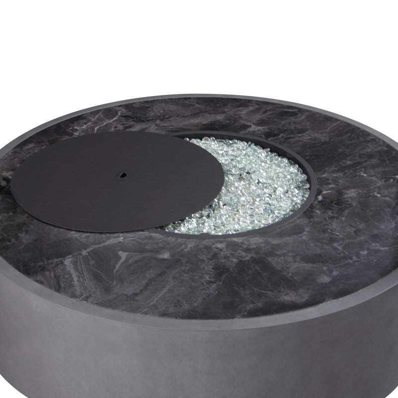 42'' Round Slate Propane Fire Table, 65,000 BTU Propane Smokeless Fire Pit Table with Hidden Fuel Tank, Gray, Gray