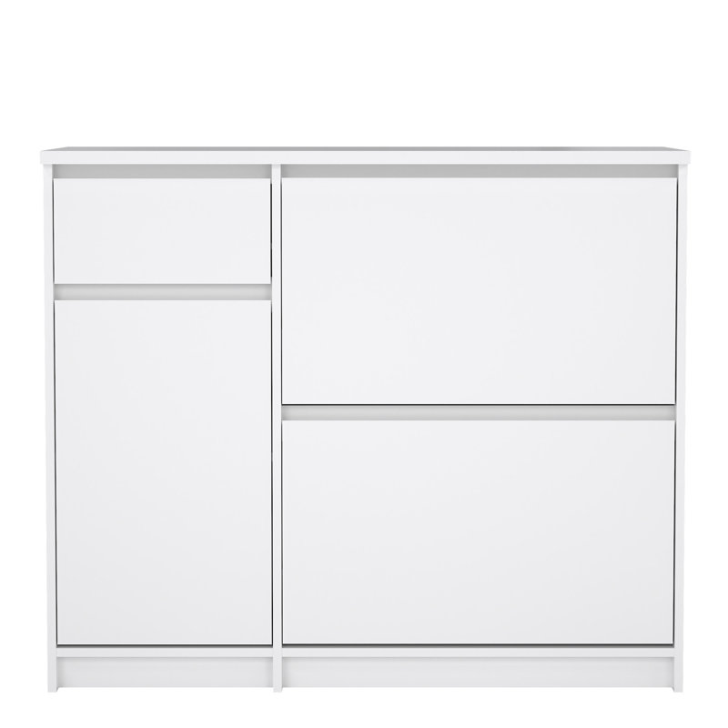 Aveon 12 Pair Shoe Storage Cabinet, White High Gloss