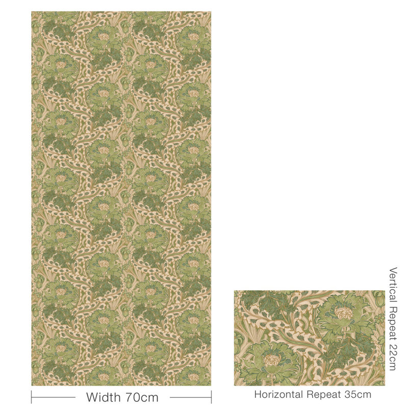 2'9" L x 27.58" W Wallpaper Roll, Green
