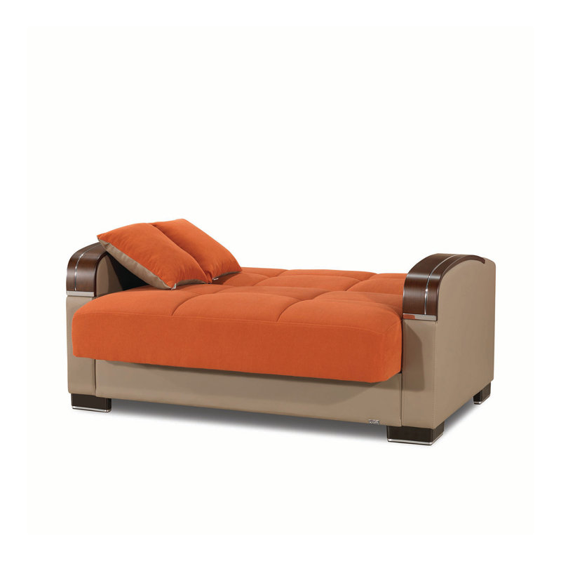 Causeuse convertible avec rangement Primenest, Chenille orange