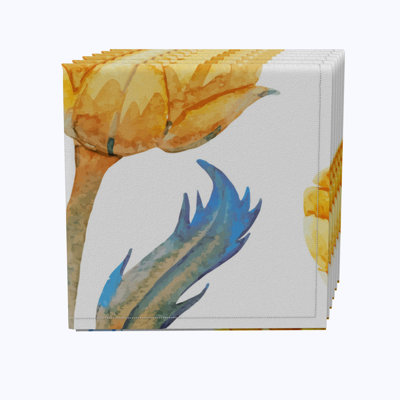 100% Cotton Painted Floral Square Napkin