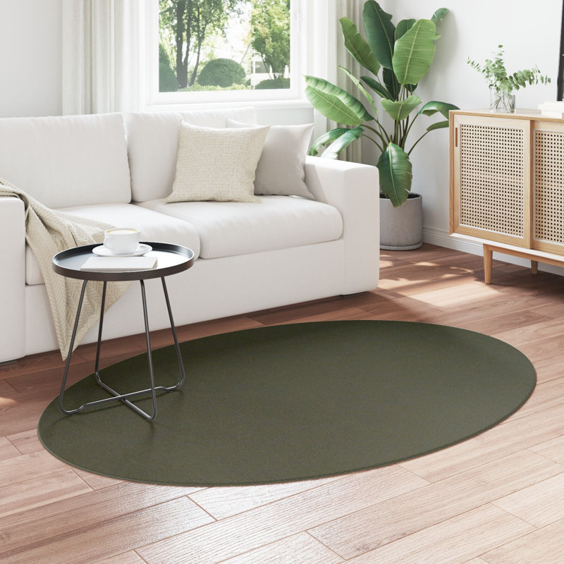 Rugs Forest Green Non-Slip Area Rugs, Oval 120 x 170 cm, Polyester