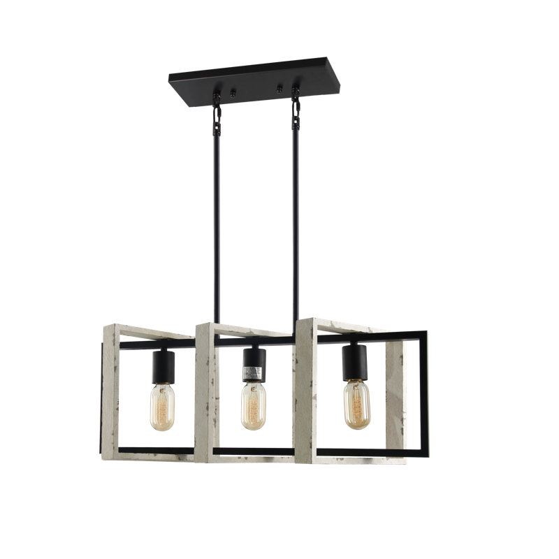 Luminaire suspendu linéaire à 3 lumières pour îlot de cuisine Ellzey