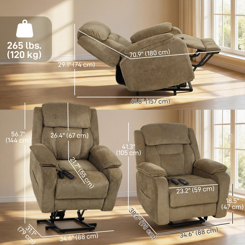 Fauteuil inclinable Massage Massage Lift pour personnes âgées, brun, Brun