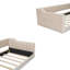 Lit de jour simple TG rembourré avec rangement latéral - Canapé-lit en velours beige de 87 po de largeur avec accoudoirs inclinés-1547847521