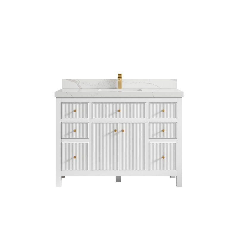 48'' Single Bathroom Vanity with Quartz Top, Calacatta Laza Quartz