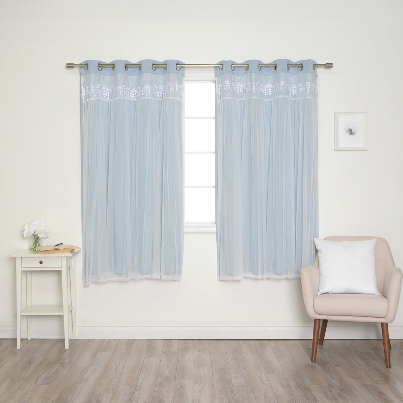 Loar Room Darkening Thermal Curtain Panels, 52" W x 63" L, Sky Blue