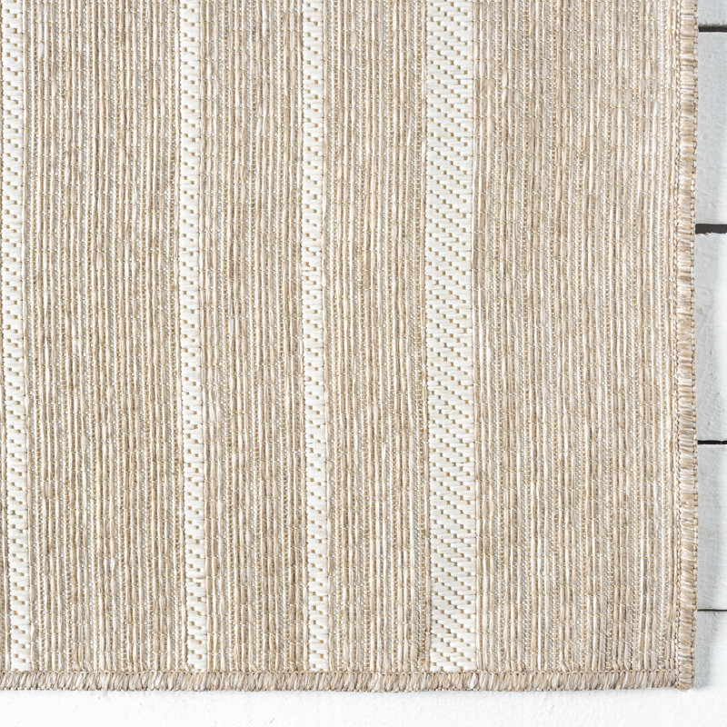 Abani OCE140A Brown Block Pattern Indoor/Outdoor Area Rug, Rectangle 4' x 6'