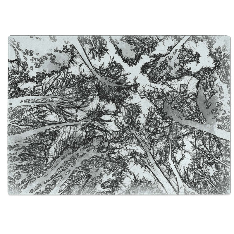 Tempered Glass Vaulted Tree Branches in Abstract Chopping Board, 28.5 cm W x 20 cm L